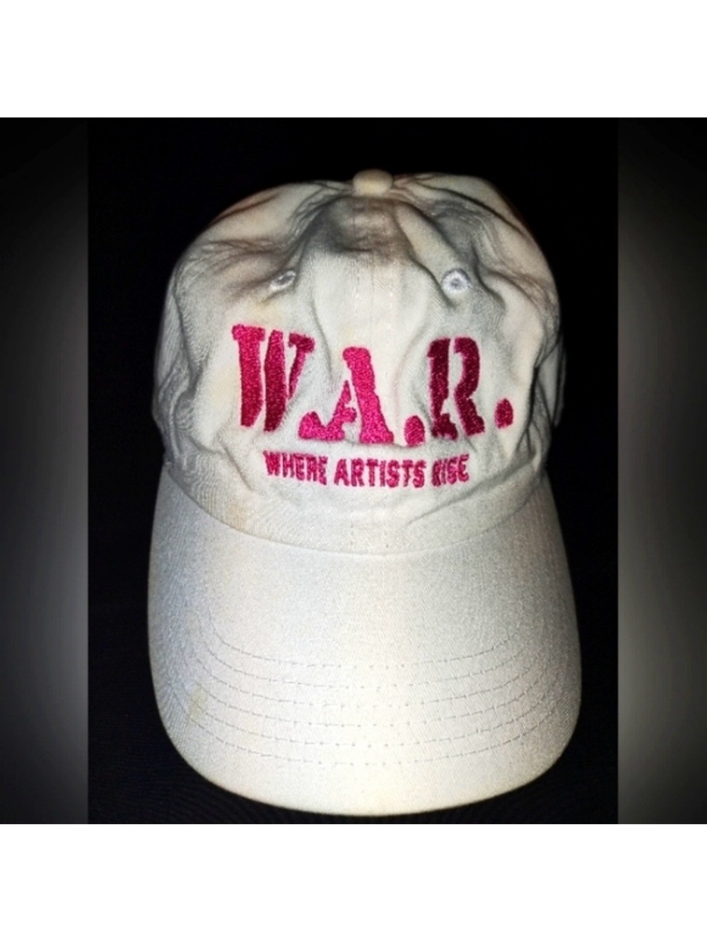 Adjustable White Cap Pink W.A.R. Letters Where Artists Rise WAR Dad Hat